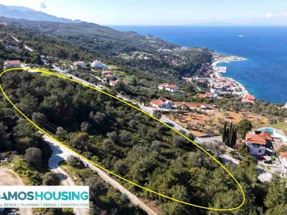 Marked hillside plot with open sea beyond near Samos Town, Samos