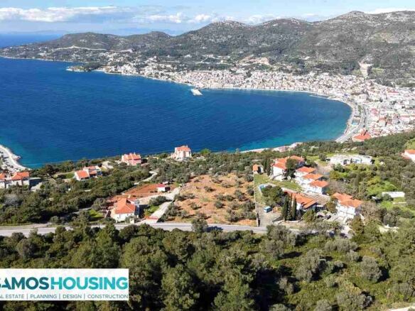 Panorama of the bay and Samos Town from a hillside plot, Samos