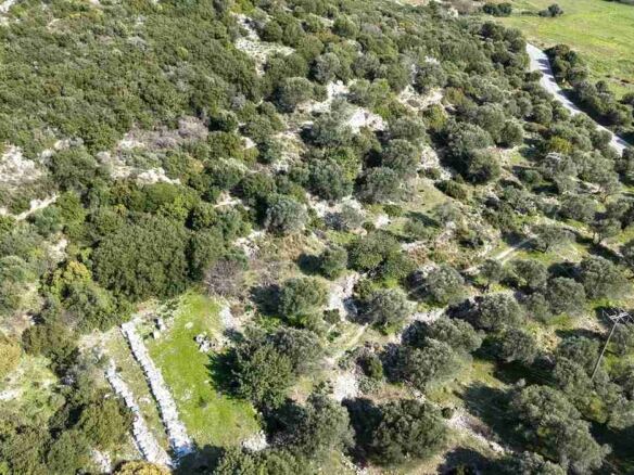 Aerial photo of SH578 rural plot near Chora Samos with sea views and easy road access