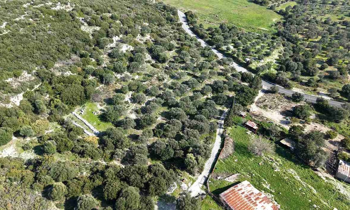 Rural plot SH578 near Chora Samos showing elevated position above Potokaki beach