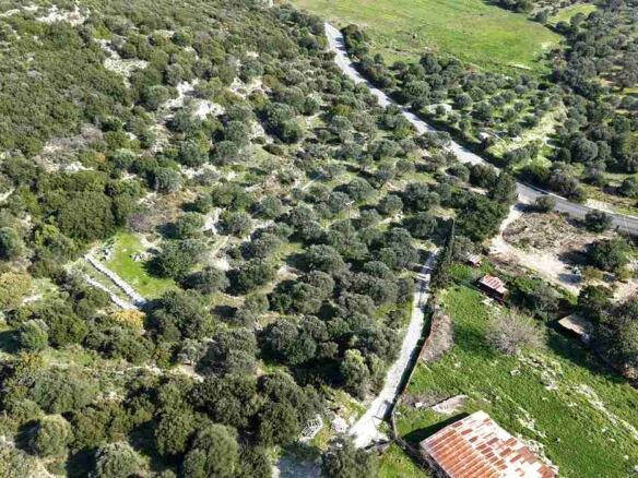 Rural plot SH578 near Chora Samos showing elevated position above Potokaki beach