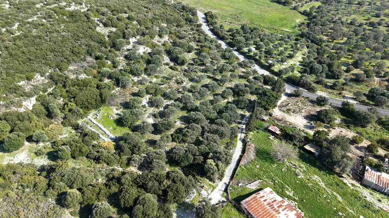 Rural plot SH578 near Chora Samos showing elevated position above Potokaki beach