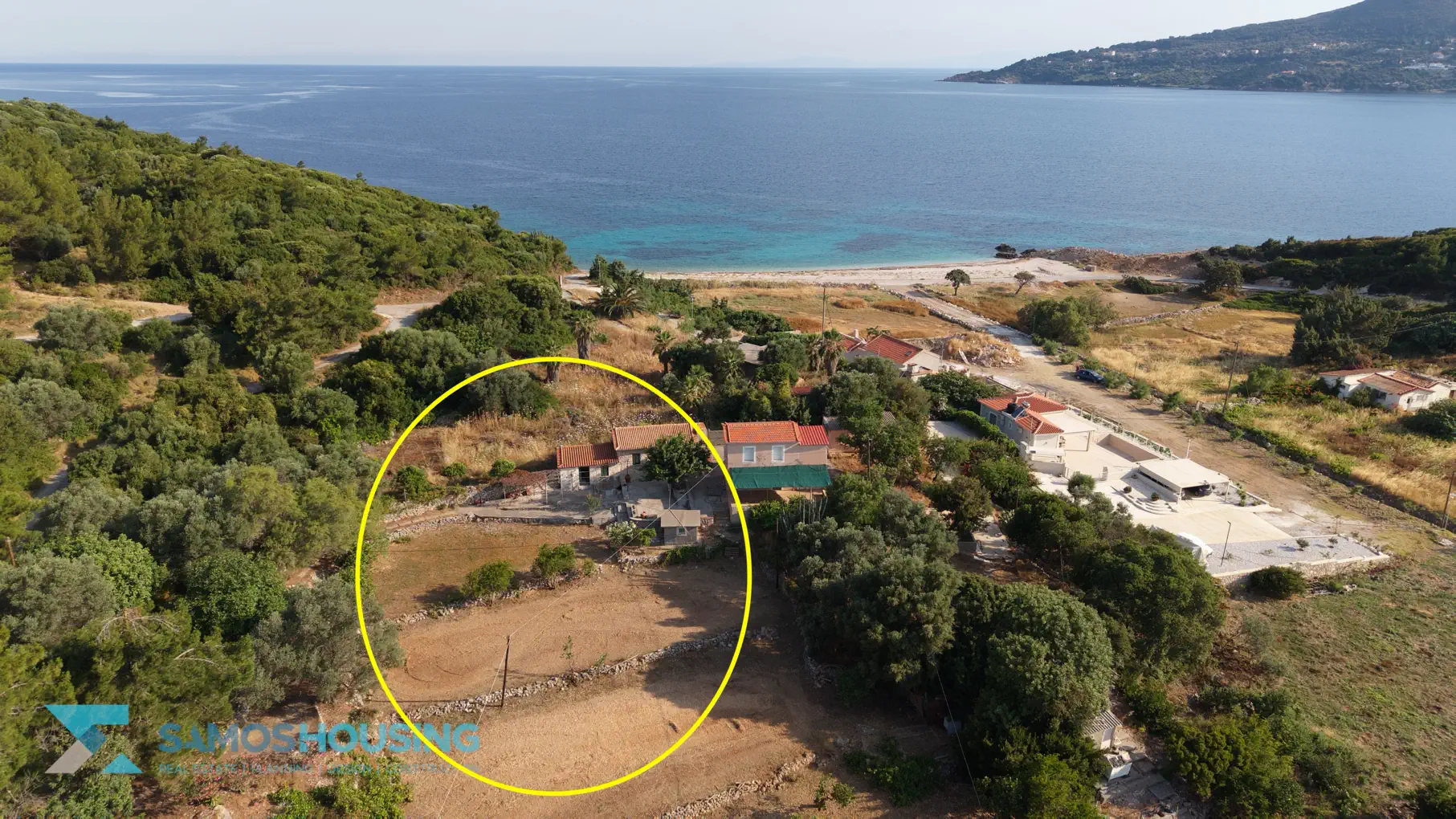DJI_20260617082843_0259_D 3 Edited Beachfront Plot for Sale in Samos – 2,780m² at Agia Markela Beach (SH585)