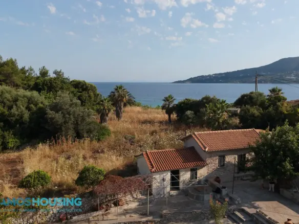 Stone cottage on the plot with sea view at Agia Markella, Samos