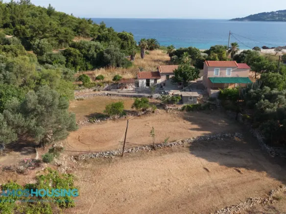 Plot with stone walls and cottages near the sea at Agia Markella, Samos
