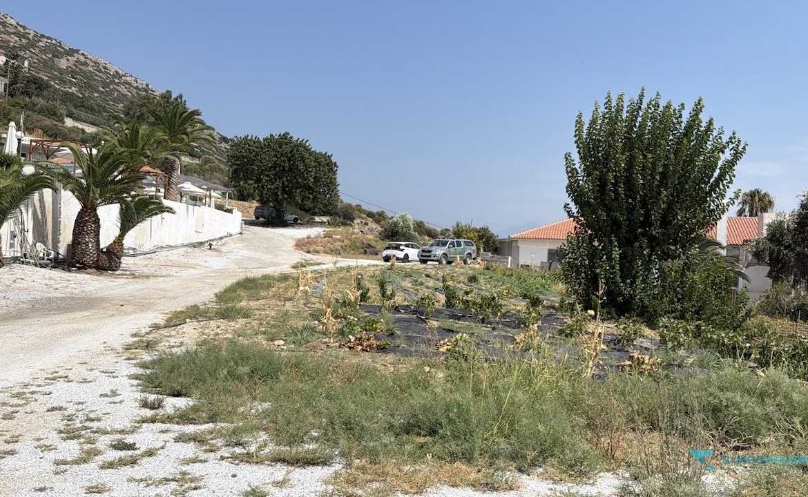 Gravel track and open ground on the 4,230 sqm land parcel near Pythagorio, Samos