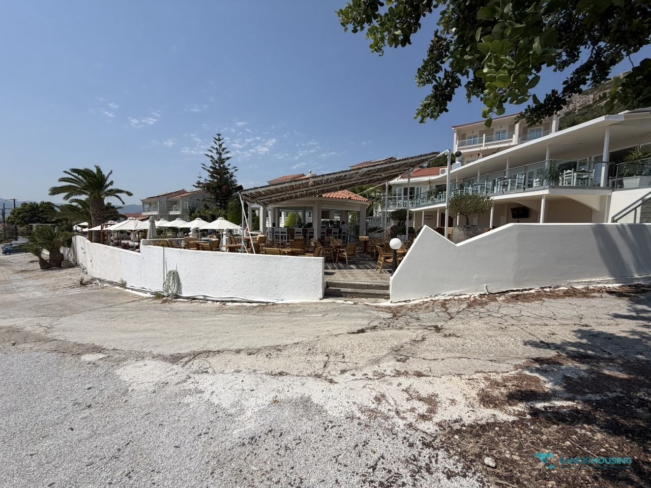 SH591 Land Pythagorio Samos 07 Hotel building adjoining the northern edge of the land, Pythagorio Samos