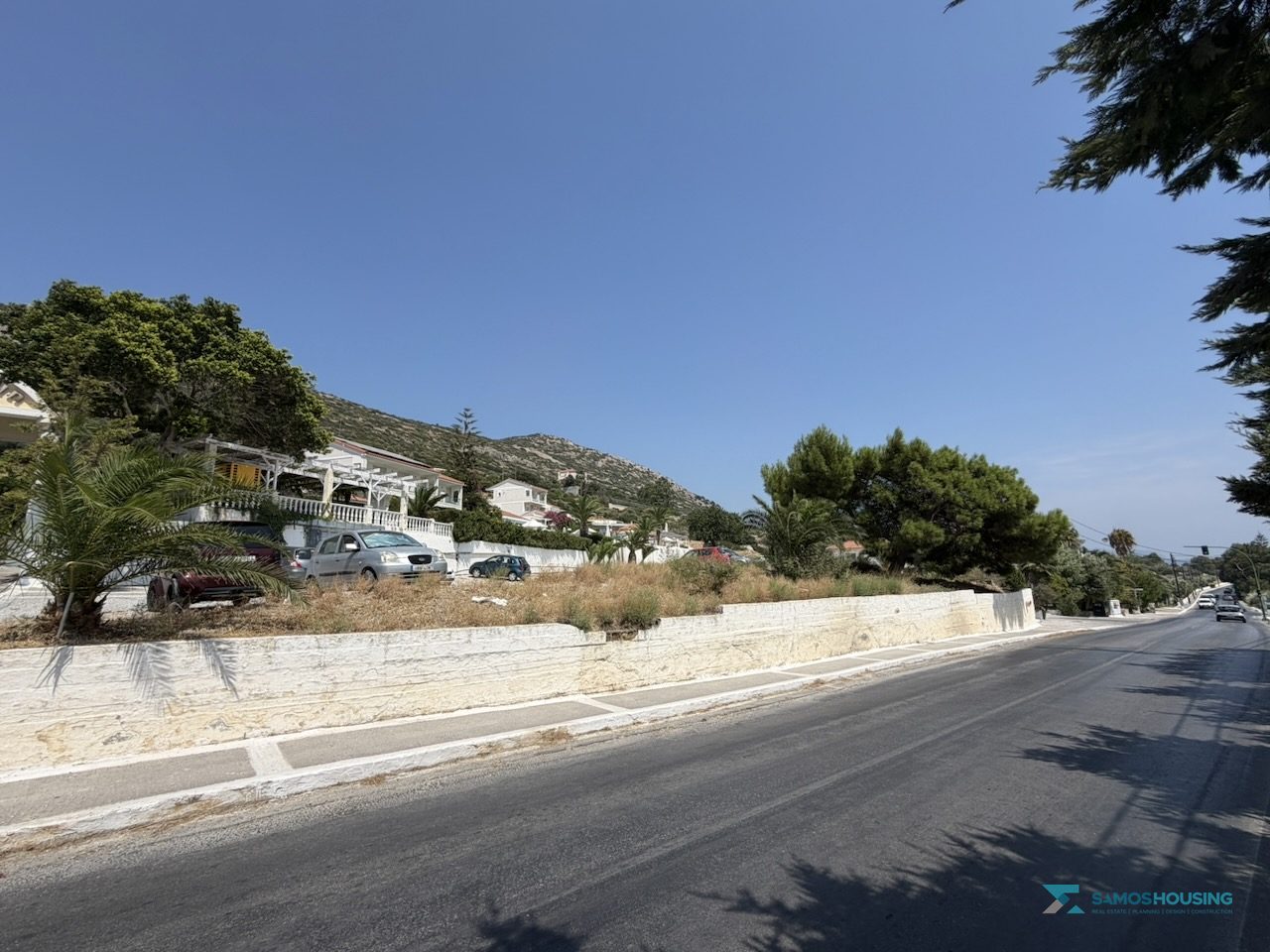 SH591 Land Pythagorio Samos 13 Road frontage looking south toward Pythagorio, Nea Poli Samos