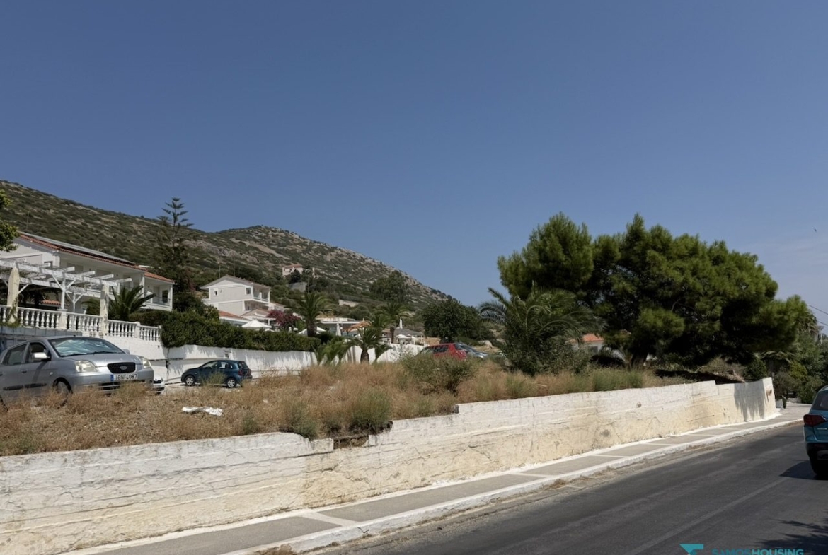 Street lighting and pavement beside the land parcel, Pythagorio Samos
