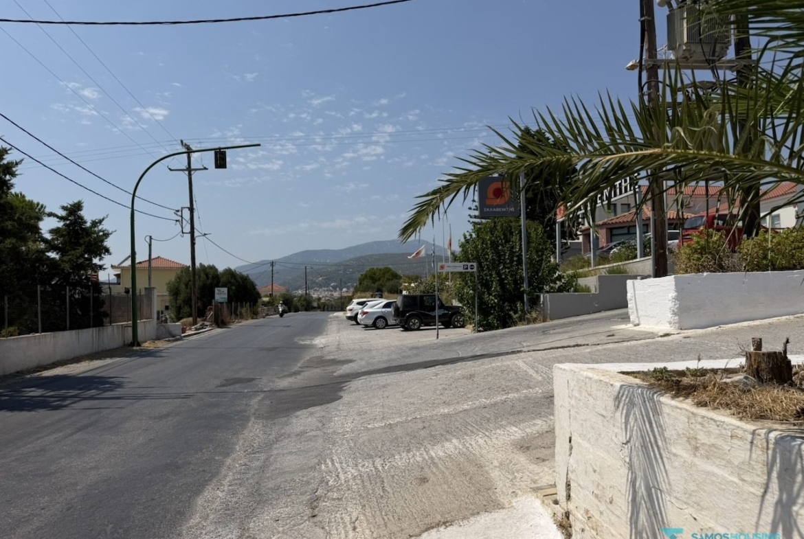 Junction and traffic lights near the parcel on the Pythagorio road, Samos