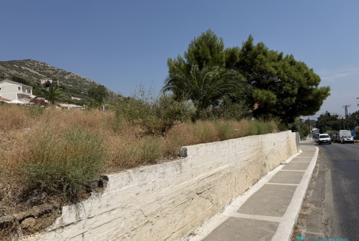 Retaining wall running the length of the road frontage, Pythagorio Samos
