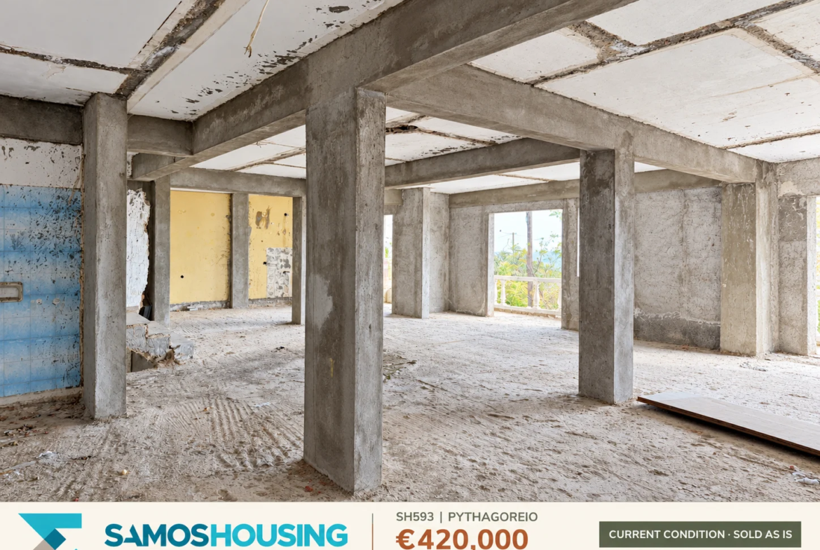 SH593, Pythagoreio — existing building · open interior