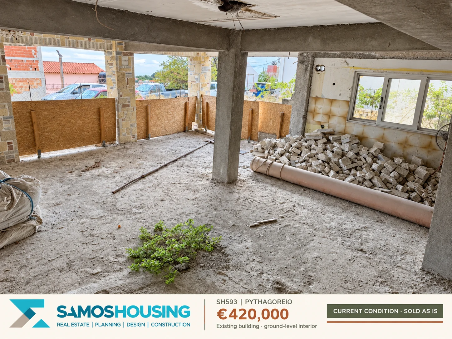SH593 | Existing building · ground-level interior SH593, Pythagoreio — existing building · ground-level interior
