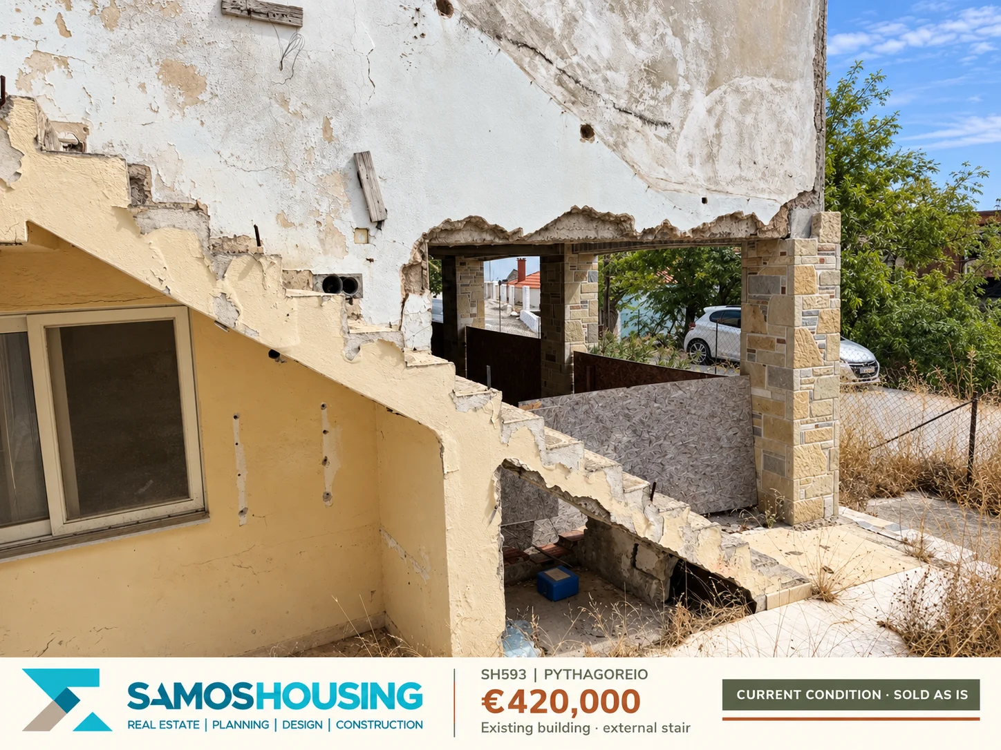 SH593 | Existing building · external stair SH593, Pythagoreio — existing building · external stair