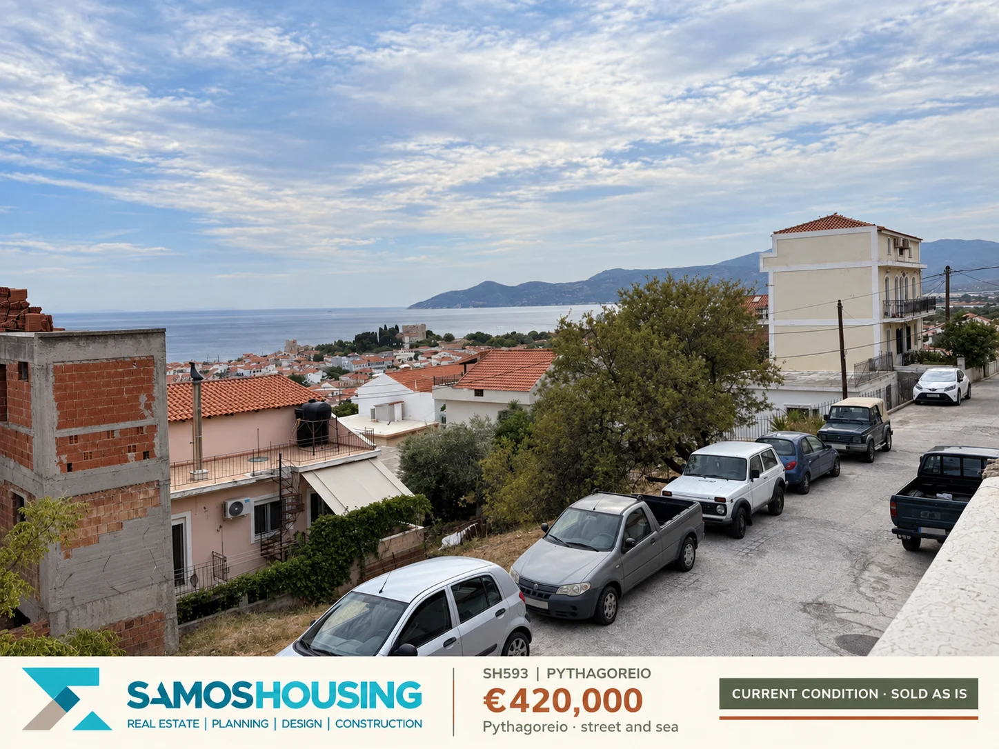 SH593 | Pythagoreio · street and sea SH593, Pythagoreio — pythagoreio · street and sea