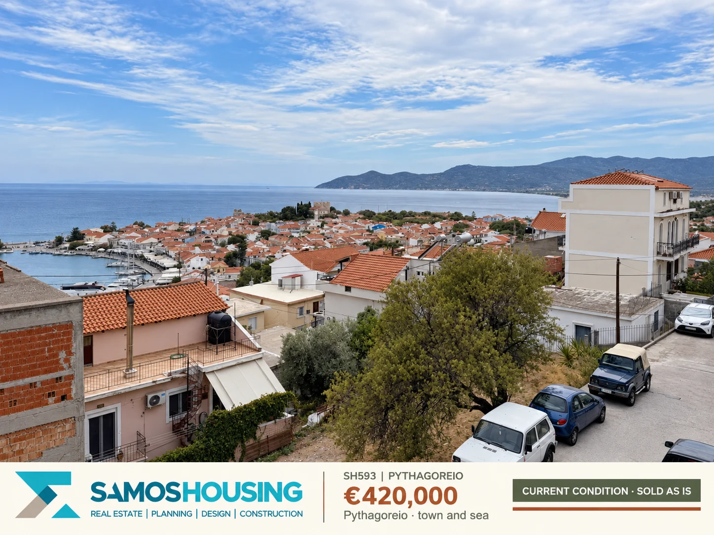 SH593 | Pythagoreio · town and sea SH593, Pythagoreio — pythagoreio · town and sea