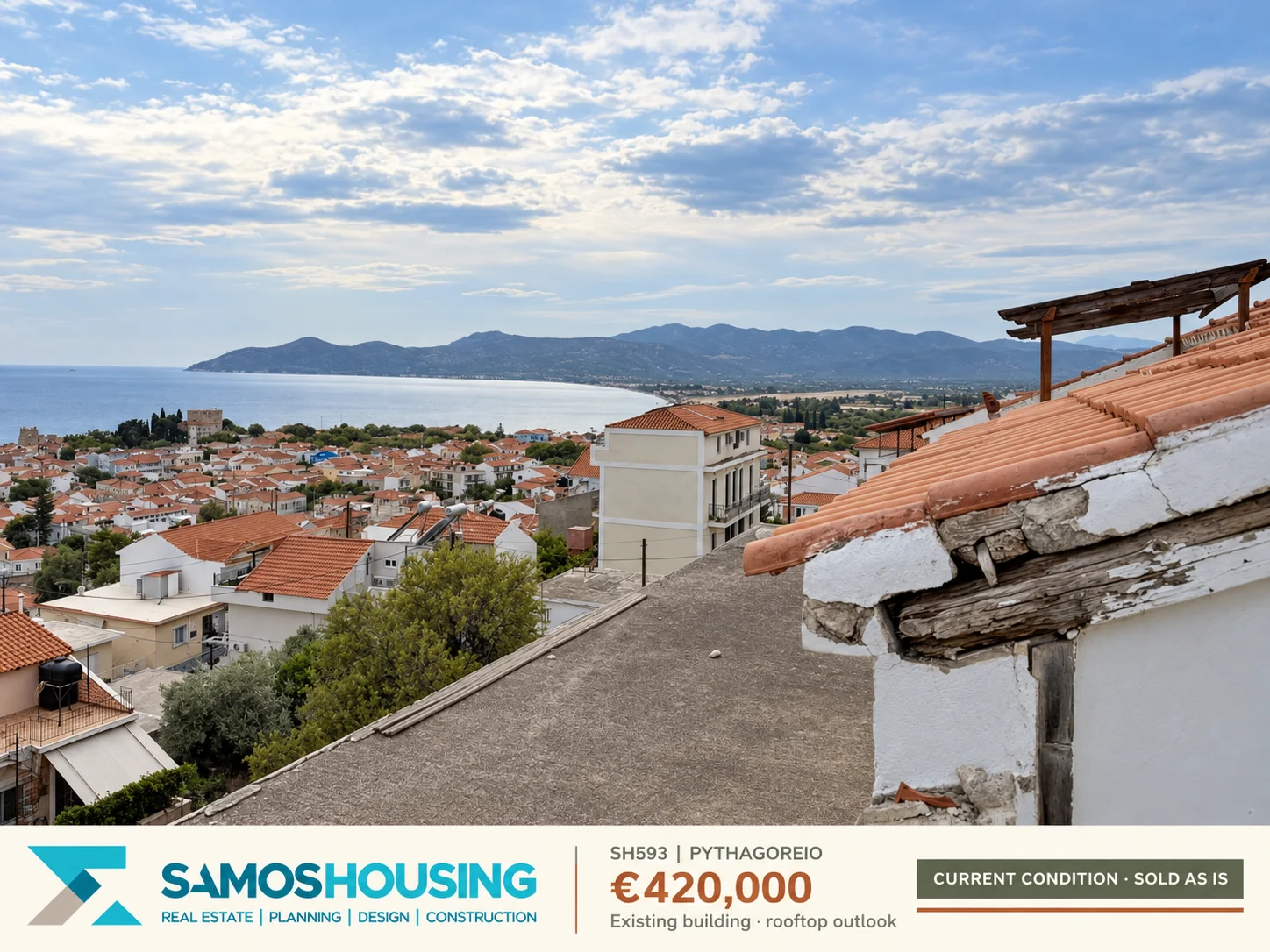 SH593 | Existing building · rooftop outlook SH593, Pythagoreio — existing building · rooftop outlook