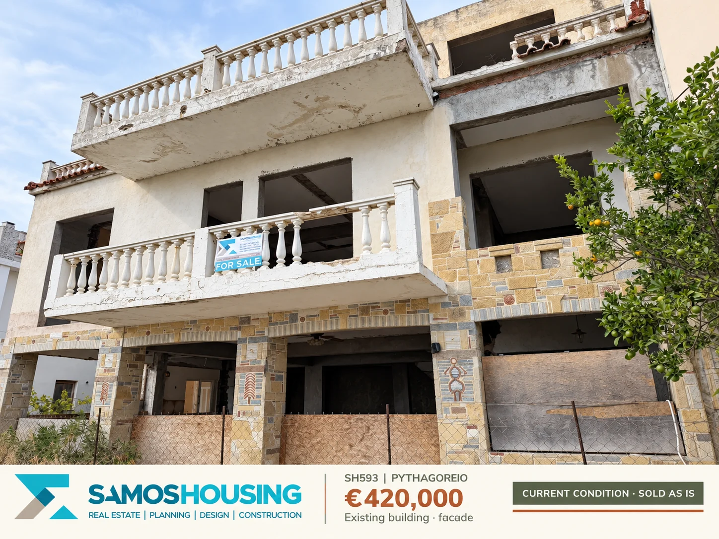SH593 | Existing building · facade SH593, Pythagoreio — existing building · facade
