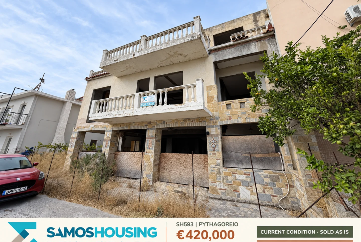 SH593, Pythagoreio — existing building · approach