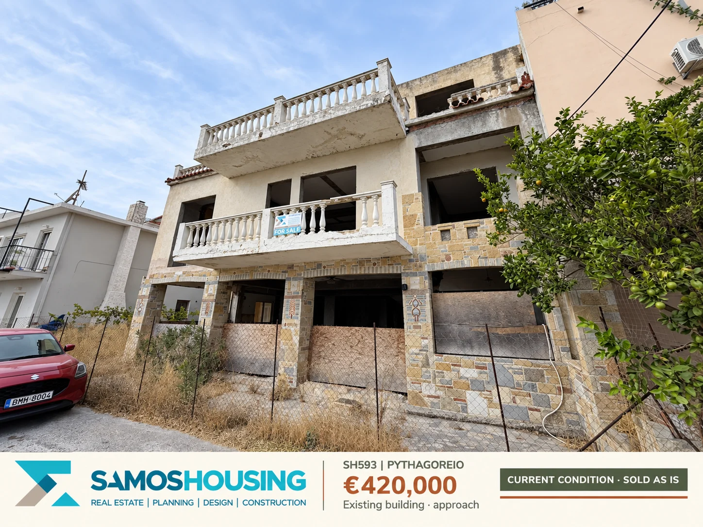 SH593 | Existing building · approach SH593, Pythagoreio — existing building · approach