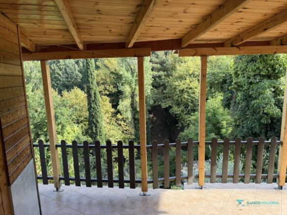 Covered veranda looking into the forest, Stavrinides, Samos