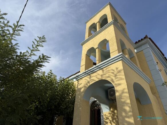 Bell tower of the village church in Stavrinides, Samos